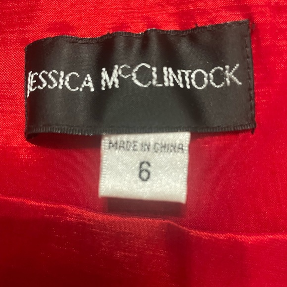 Vintage Jessica McClintock Red Cocktail Dress Ruffle Hem Evening Dress size 6 - Picture 8 of 9